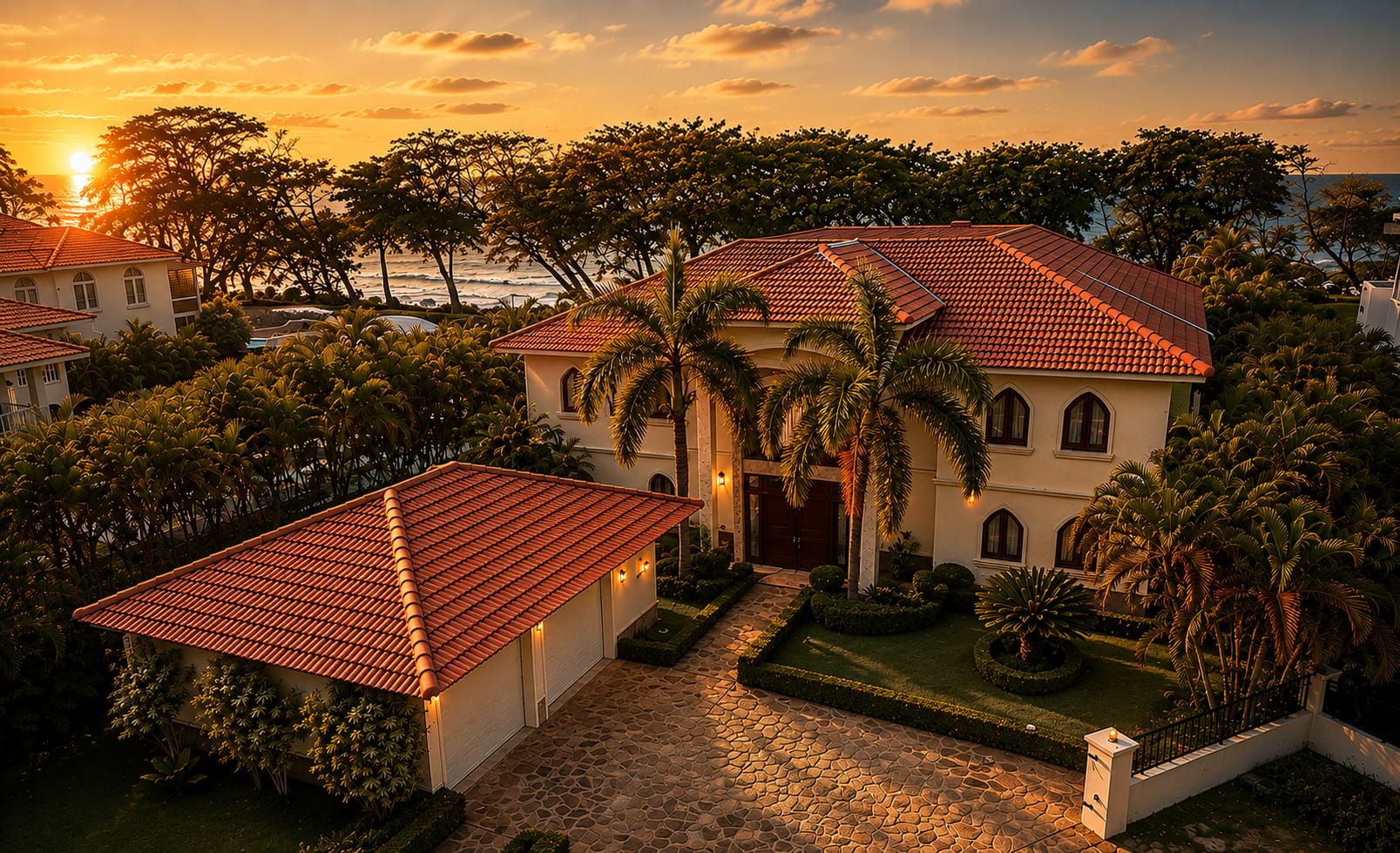 Villa Valesta en bord de mer au coucher du soleil